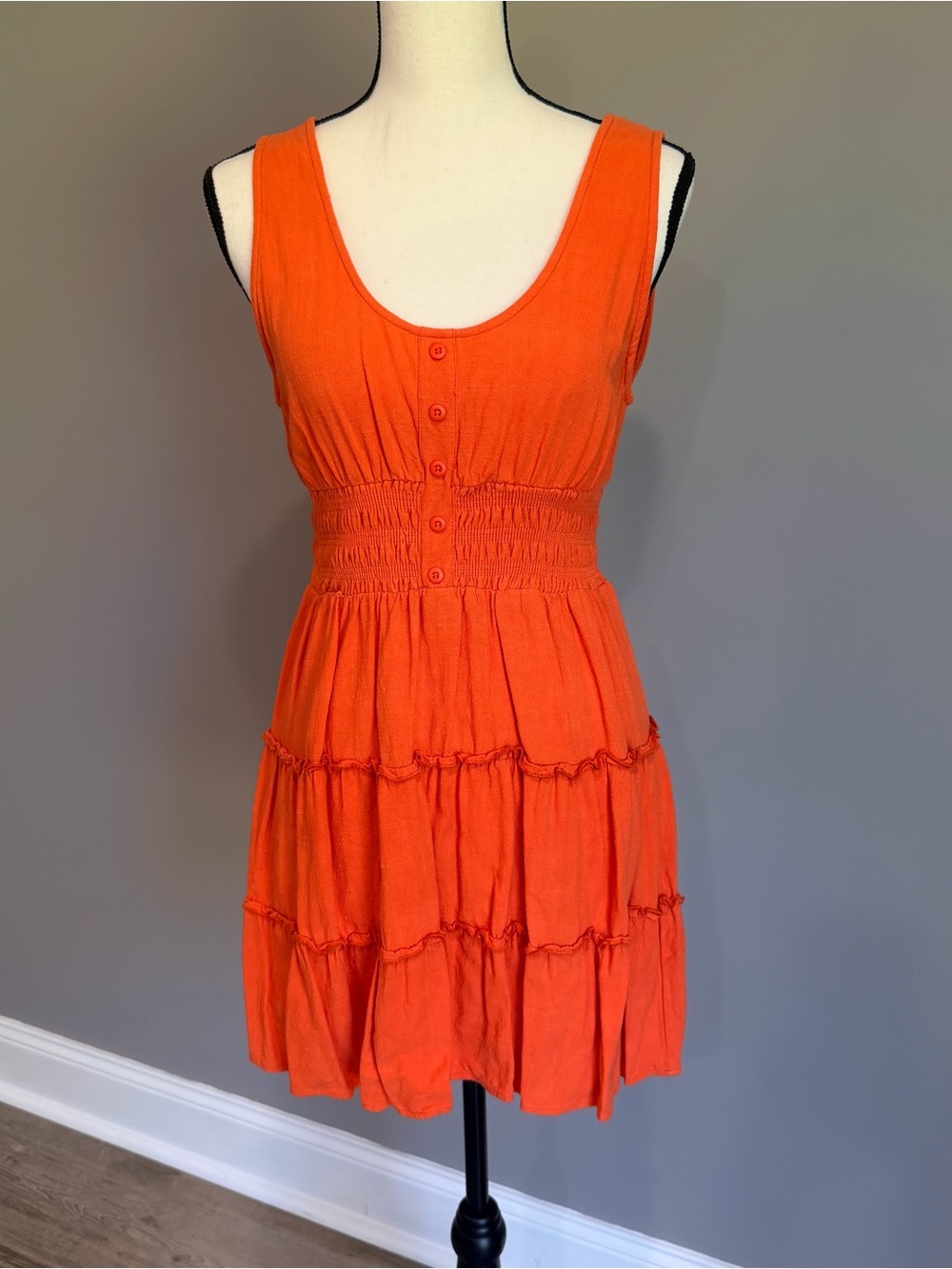 NEW IN | Orange Sleeveless Tiered Sundress, Sz S